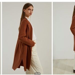 CHICWISH COAT CLASSY OPEN FRONT KNIT COAT IN CARAMEL M/L size